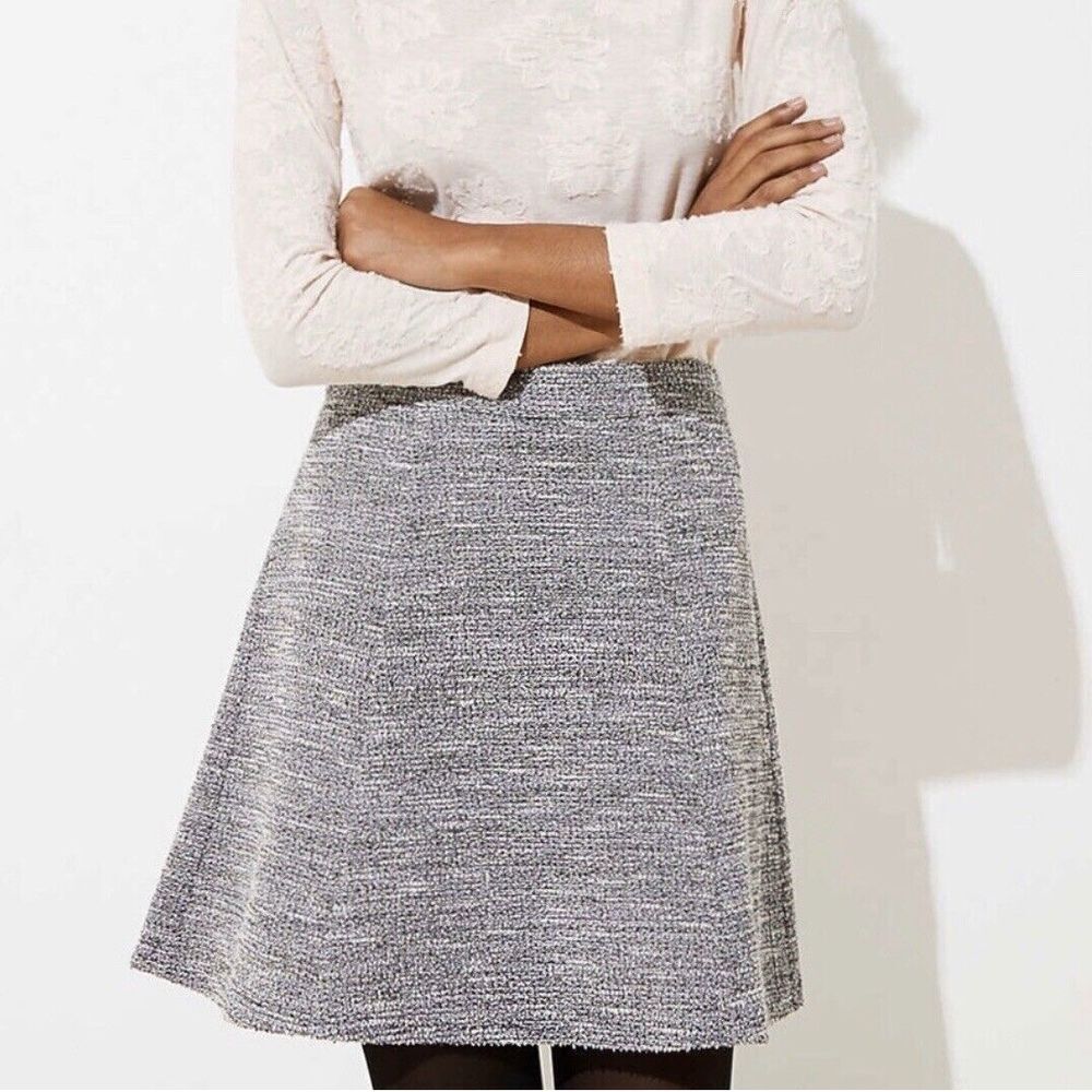 LOFT Women's Gray Textured Knit Flippy Skirt Size XS‎